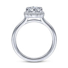 14k white gold hexagonal halo round diamond engagement ring