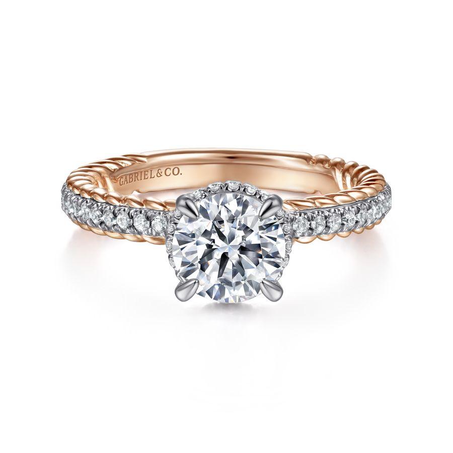 14k white-rose gold round diamond engagement ring