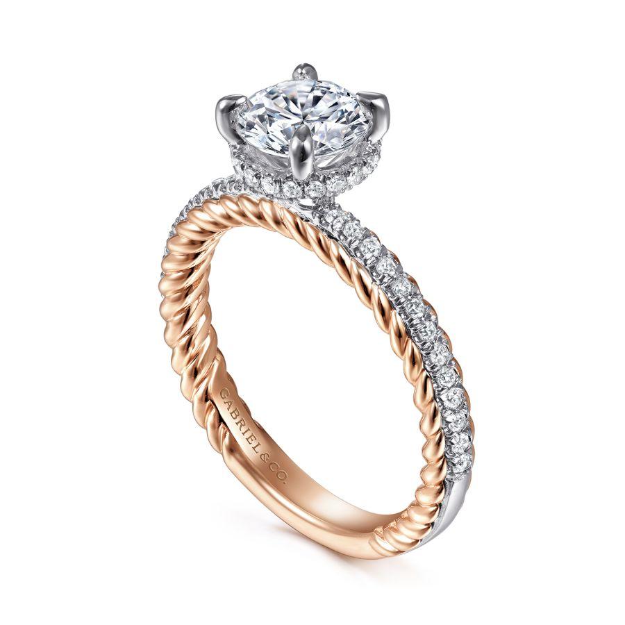 14k white-rose gold round diamond engagement ring
