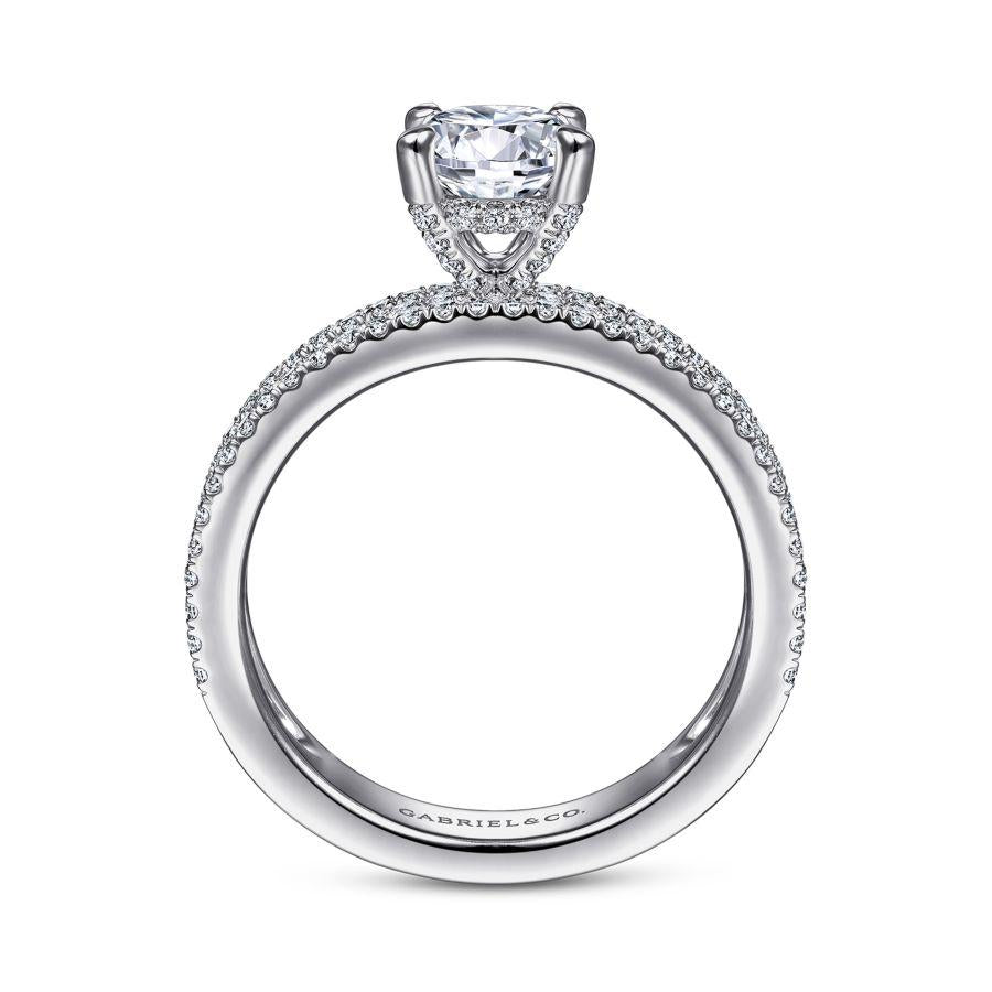 14k white gold wide band round diamond engagement ring