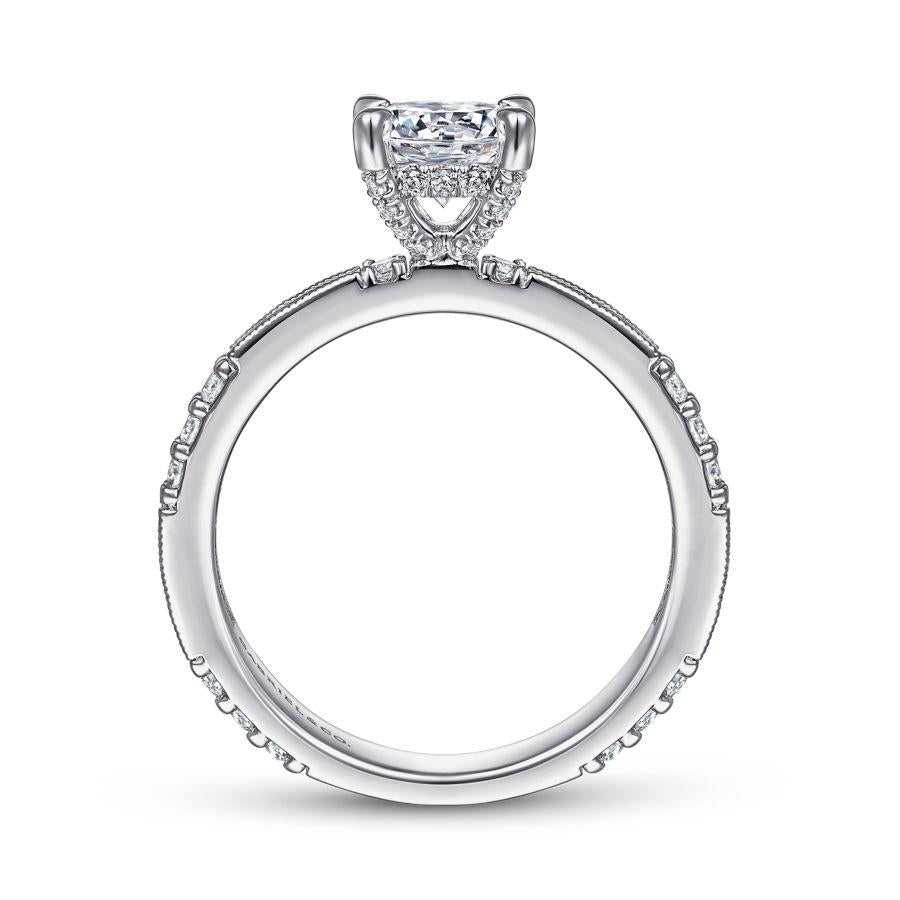 art deco 14k white gold round diamond engagement ring