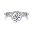 14k white gold round halo diamond engagement ring
