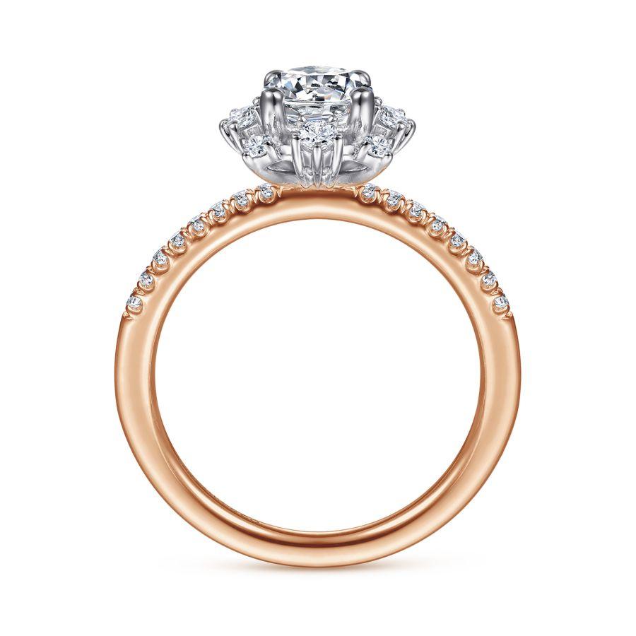 14k white-rose gold round halo diamond engagement ring