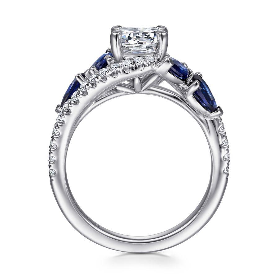 14k white gold bypass round sapphire and diamond engagement ring
