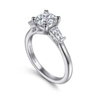 14k white gold round three stone diamond engagement ring