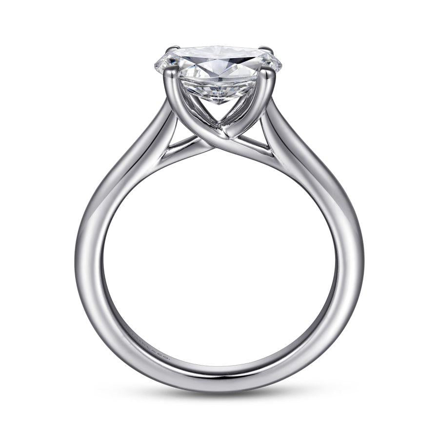 14k white gold horizontal oval solitaire engagement ring