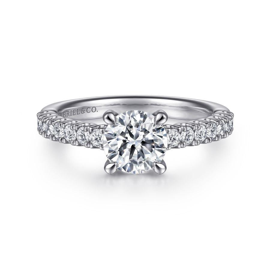 14k white-yellow gold round diamond engagement ring