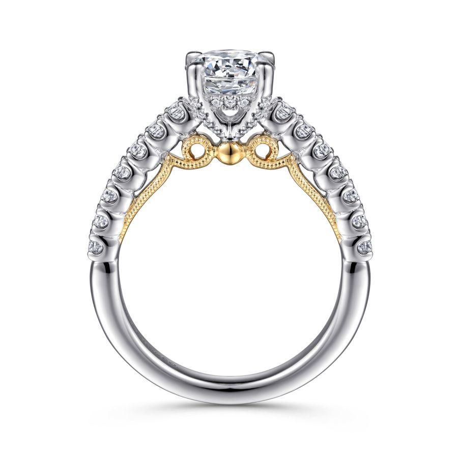 14k white-yellow gold round diamond engagement ring