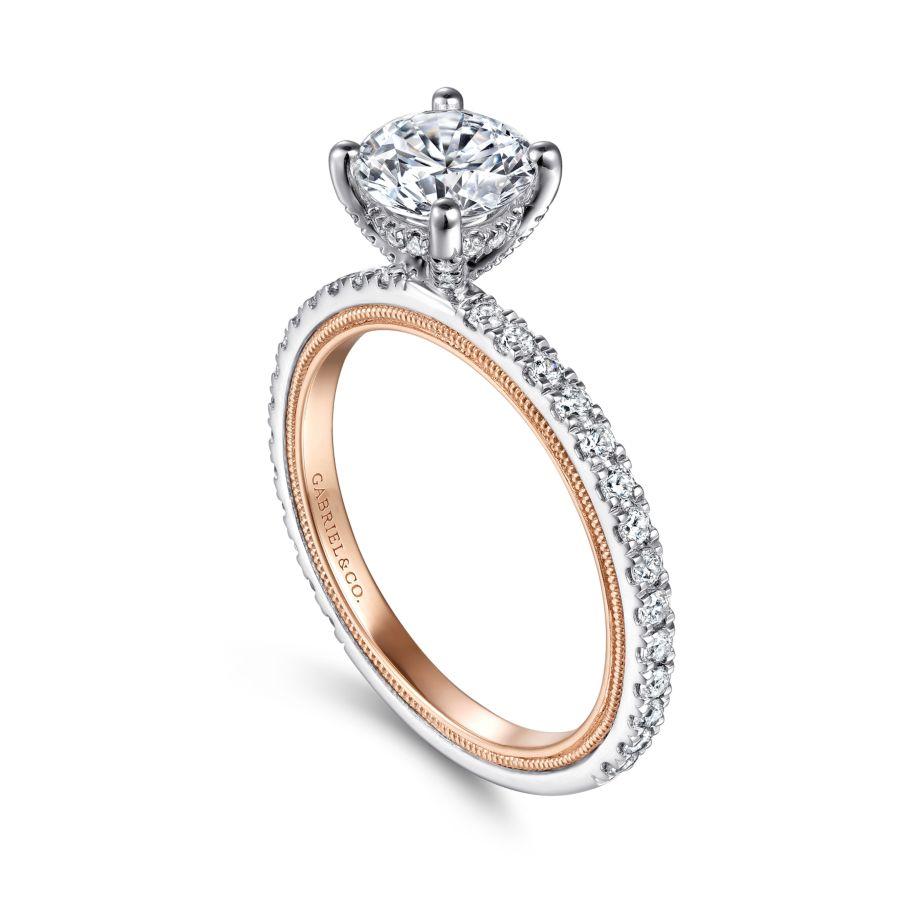 14k white-rose gold diamond engagement ring