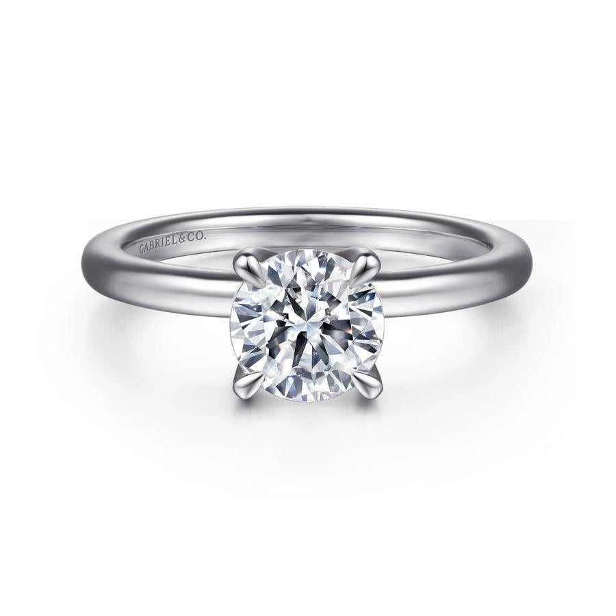 14k white gold  round solitaire diamond engagement ring