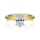 14k white-yellow gold hidden halo oval diamond engagement ring