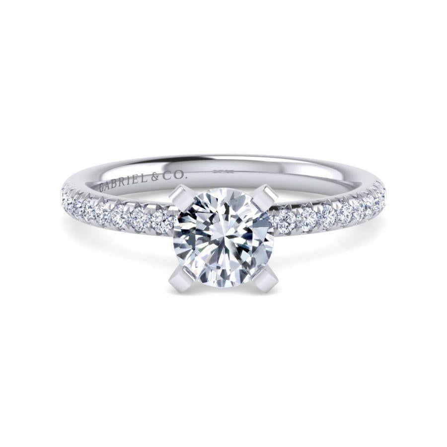 14k white gold round diamond engagement ring
