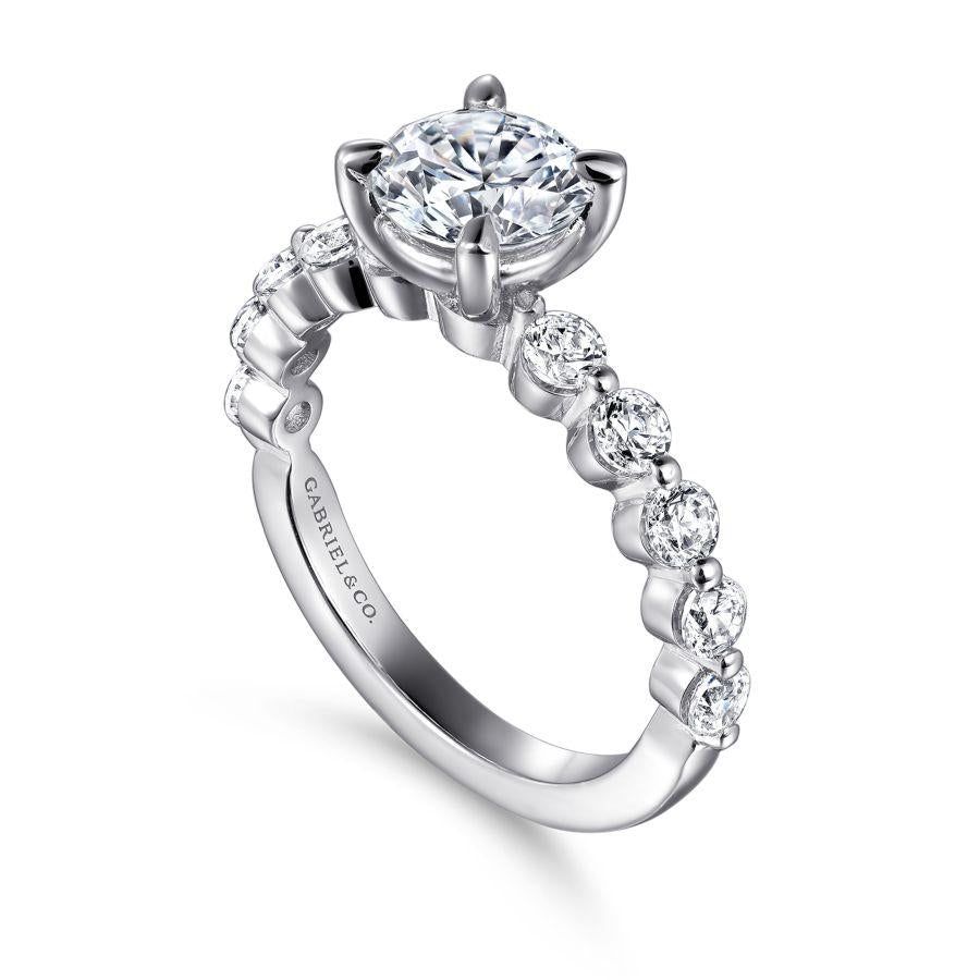14k white gold round single prong diamond engagement ring