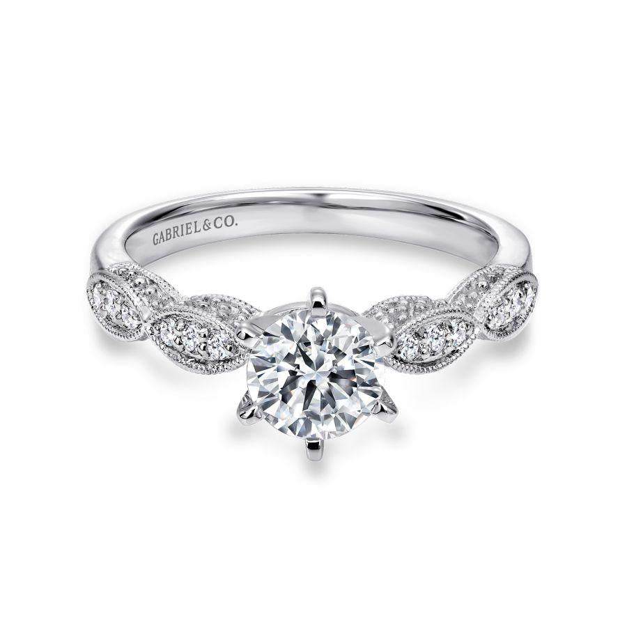 14k white gold round diamond engagement ring