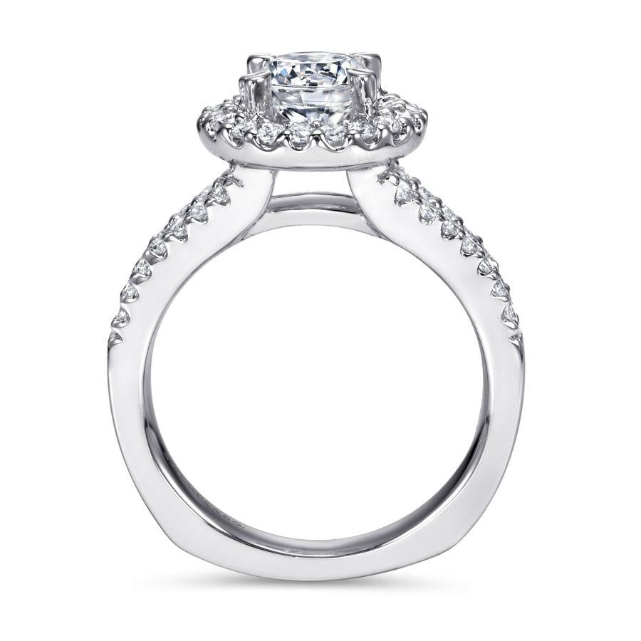 14k white gold round halo diamond engagement ring