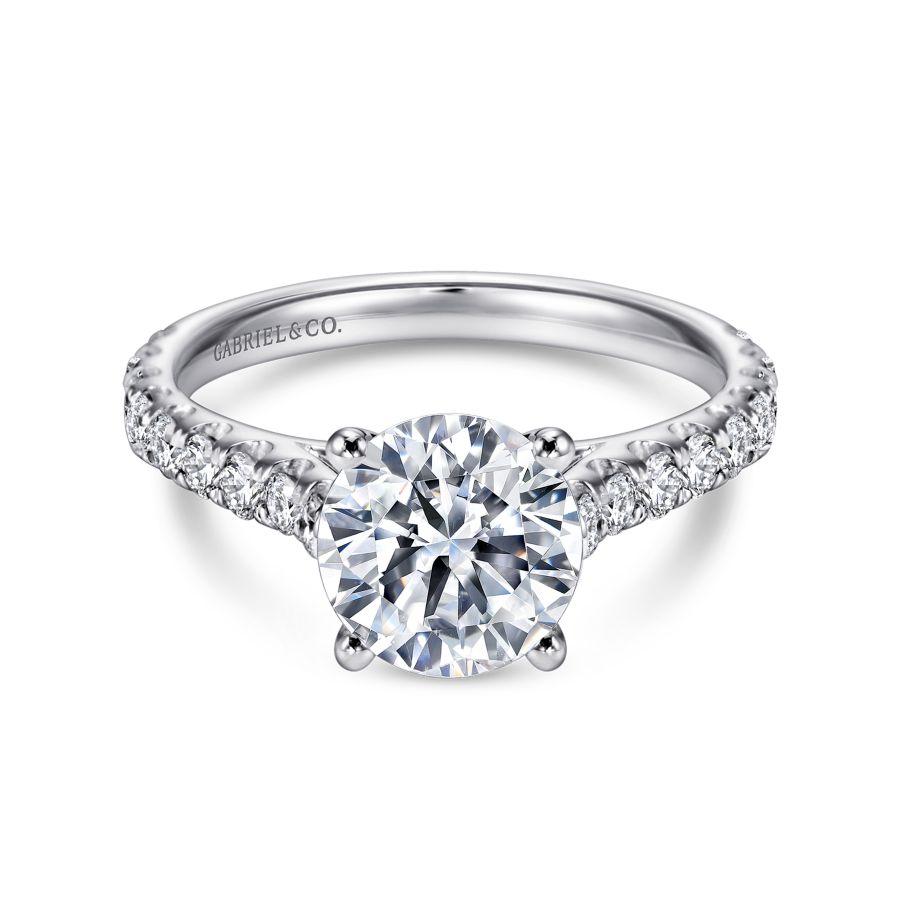 14k white gold round diamond engagement ring
