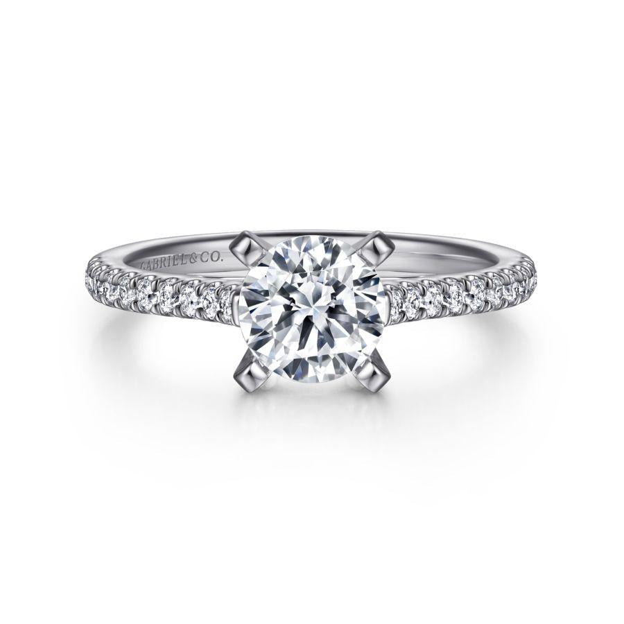14k white gold round diamond engagement ring