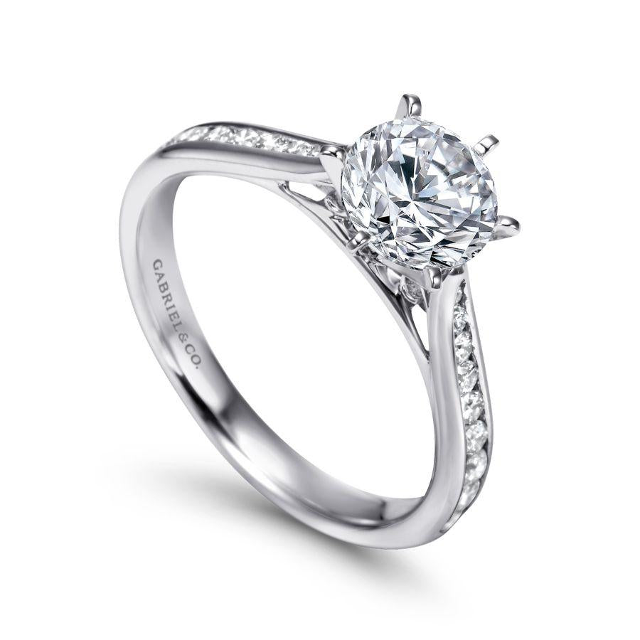 14k white gold round diamond engagement ring