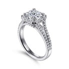 14k white gold princess halo diamond engagement ring