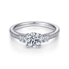 14k white gold round three stone diamond engagement ring