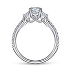 14k white gold round three stone diamond engagement ring
