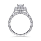 vintage inspired 14k white gold cushion halo diamond engagement ring