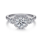 14k white gold cushion halo round diamond engagement ring