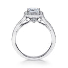 vintage inspired 14k white gold cushion halo diamond engagement ring