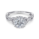 14k white gold round halo diamond engagement ring