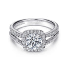 14k white gold round halo diamond engagement ring