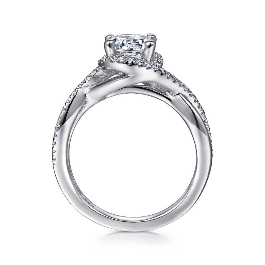 14k white gold round halo diamond engagement ring