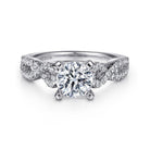 14k white gold round twisted diamond engagement ring