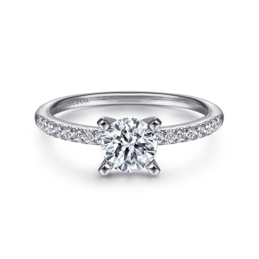 14k white gold round diamond engagement ring