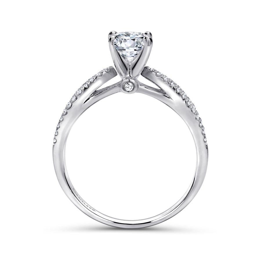14k white gold round split shank diamond engagement ring