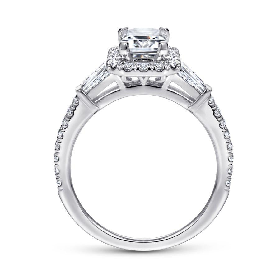 14k white gold emerald halo diamond engagement ring