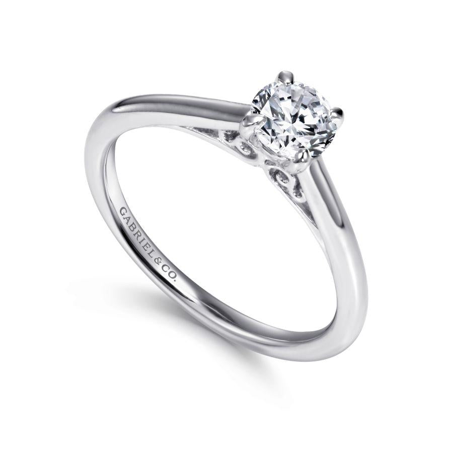 14k white gold round diamond engagement ring