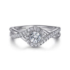 14k white gold round halo diamond engagement ring