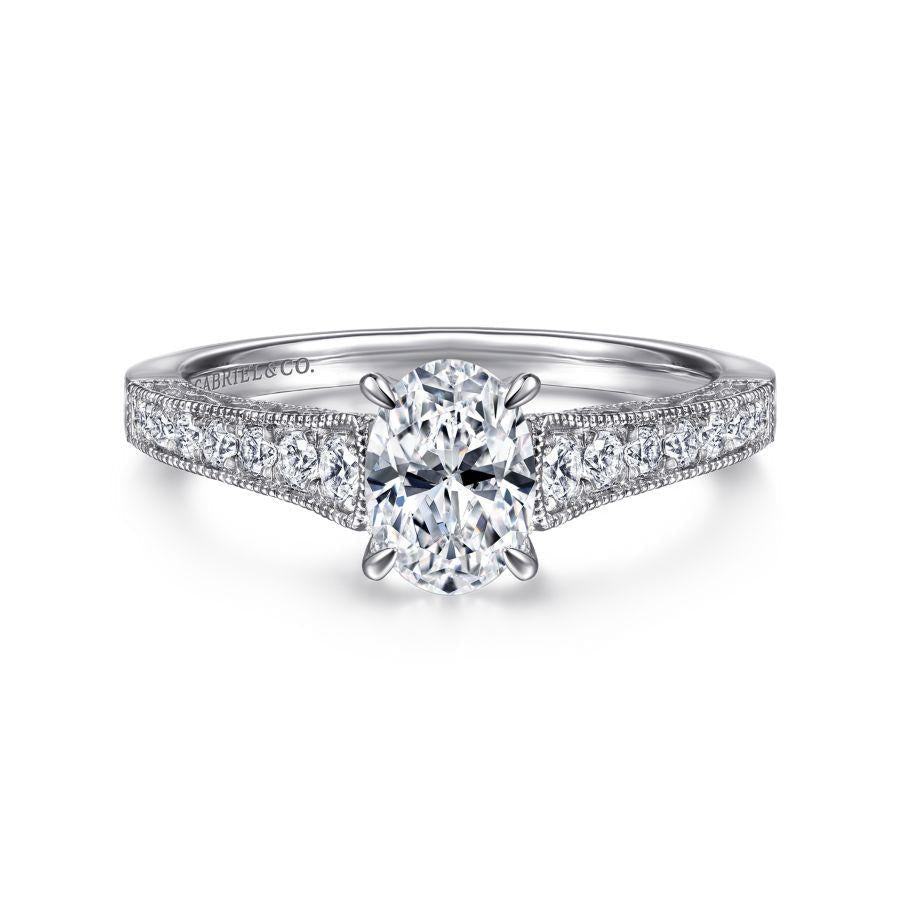 14k white gold oval diamond engagement ring