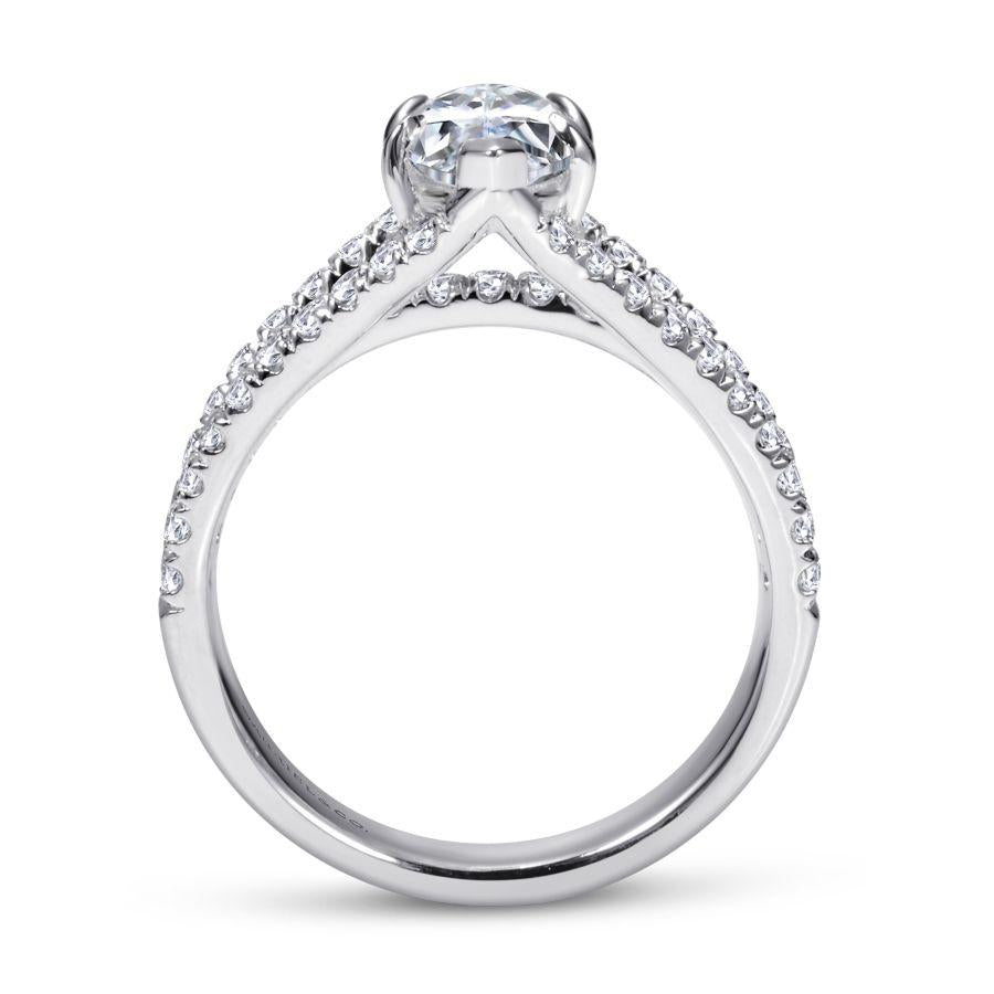 14k white gold marquise shape split shank diamond engagement ring