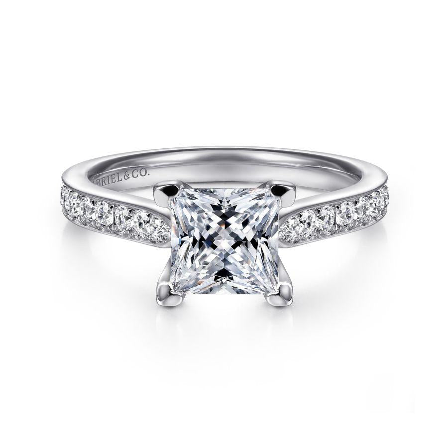 14k white gold princess cut diamond engagement ring