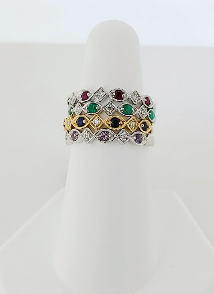 diamond and gemstone stackable rings