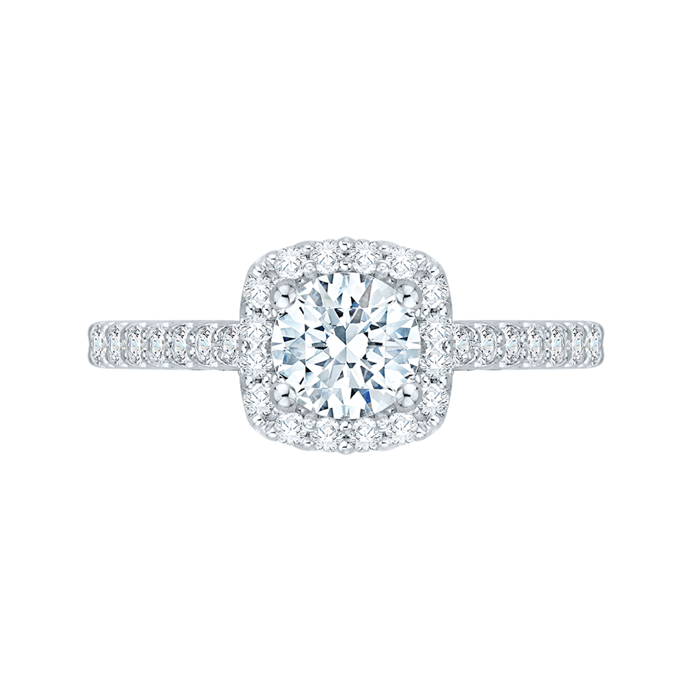 14k white gold round diamond halo engagement ring