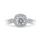14k white gold round diamond floral halo engagement ring