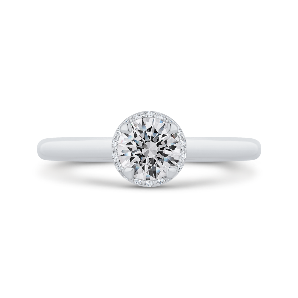14k white gold round cut diamond halo engagement ring