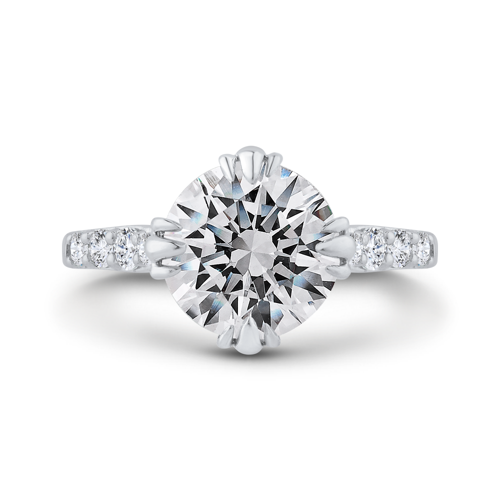 14k white gold round cut diamond engagement ring (semi mount)