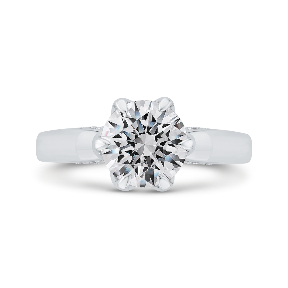 14k white gold round cut diamond engagement ring (semi mount)