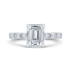 14k white gold emerald cut diamond solitaire plus engagement ring (semi mount)