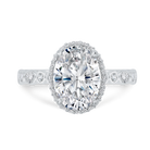 14k white gold oval cut diamond halo engagement ring (semi mount)